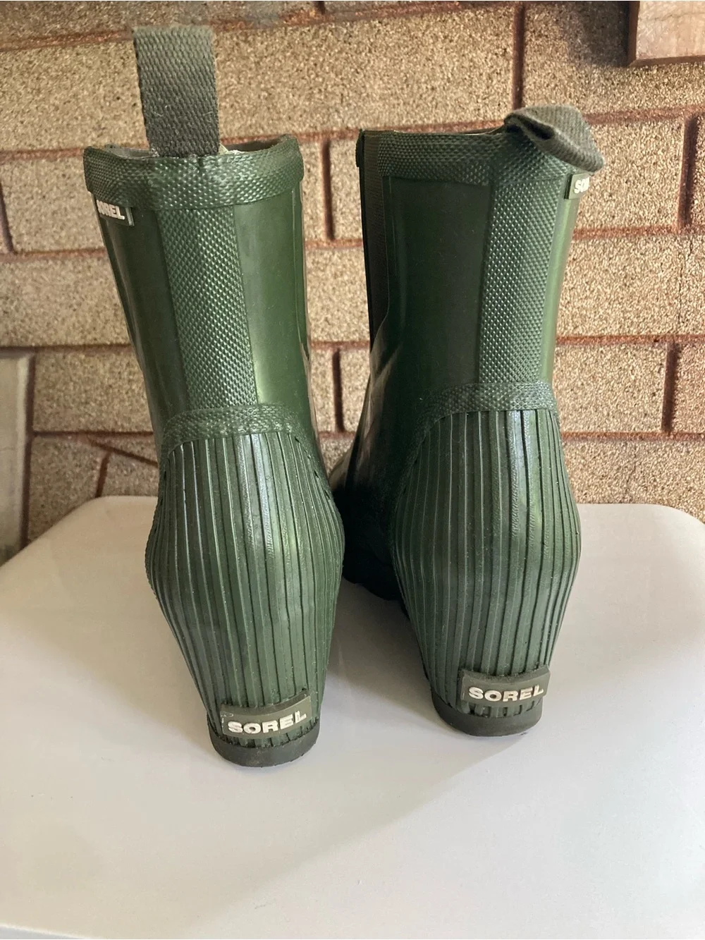 Sorel Olive Green Wedge Rain Boots